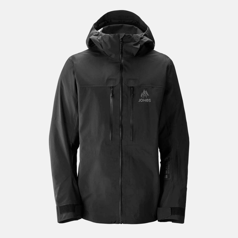 Jones Men's Shralpinist Recycled Gore-Tex Pro Jacket 2024 in the Stealth Black colorway.