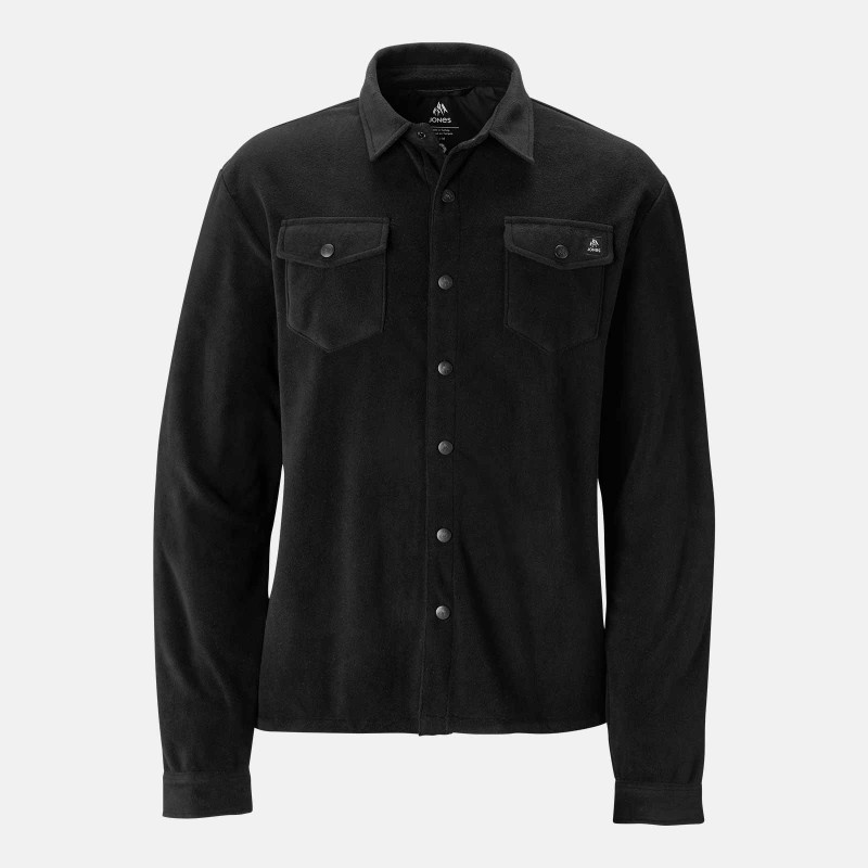 Men's December Recycled Fleece Shirt in the Stealth Black colorway.