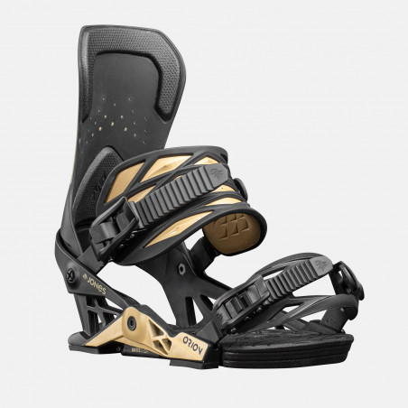 Jones Orion Snowboard Bindings featuring SkateTech, shown in Eclipse Black color, quarter back view