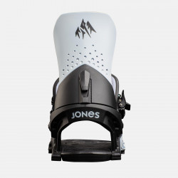 Jones Orion Snowboard Bindings featuring SkateTech, shown in White/Black color, back view