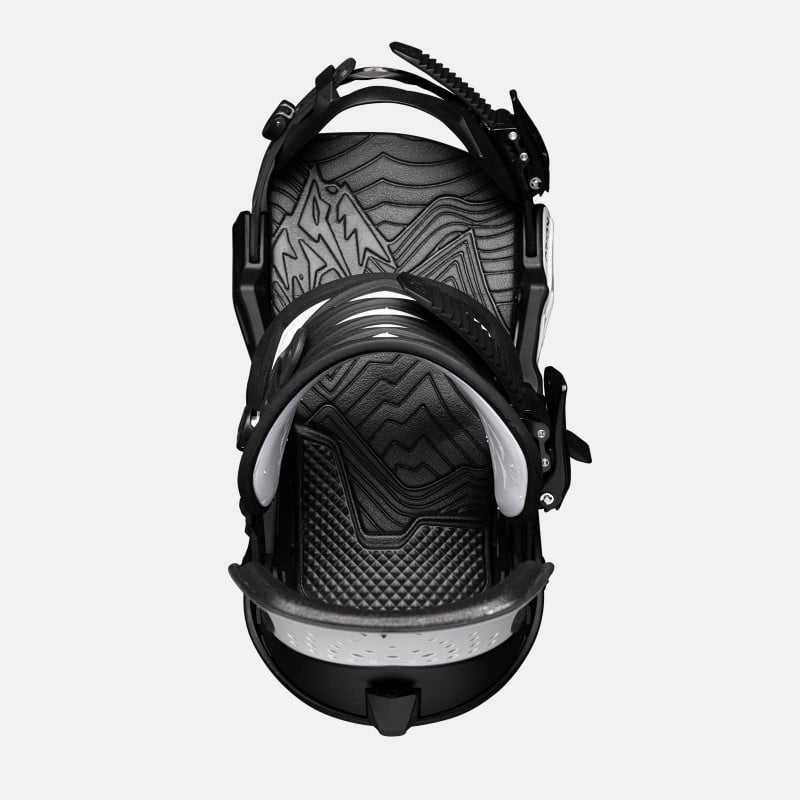 Jones Orion Snowboard Bindings featuring SkateTech, shown in White/Black color, side view