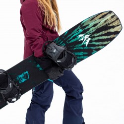 Jones Women's Mind Expander Snowboard, close up detail with Jones bindings
